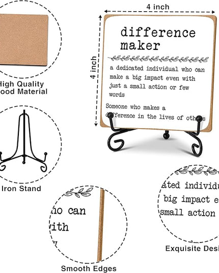 Difference Maker Definition Decorative Office Decor Thank You Appreciation Gift for Coworker Teacher Boss Leader Wood Plaque Desk Decor Office Shelf Wall Display -A14 - LeafyLoom