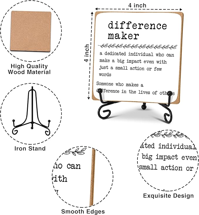 Difference Maker Definition Decorative Office Decor Thank You Appreciation Gift for Coworker Teacher Boss Leader Wood Plaque Desk Decor Office Shelf Wall Display -A14 - LeafyLoom