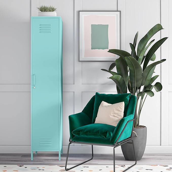 Novogratz Cache Single Metal Locker Storage, Mint Cabinet - LeafyLoom