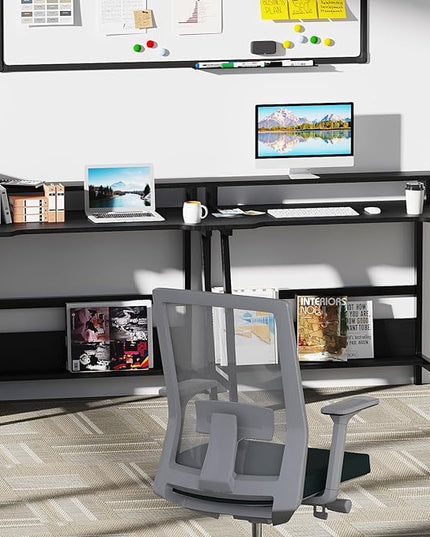Computer Home Office Desk, 31.5" Desk for Small Spaces with Storage Shelf,Small Computer Desk with Monitor and Bookshelf, Modern Simple Style Laptop Desk - LeafyLoom