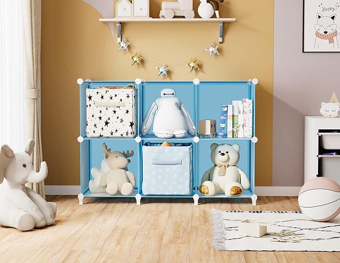 Portable Closet 6 cube closet organizers and storage Cube Storage Organizer Storage Shelf Bookcase Bookshelf with Metal Hammer, Storage Cubes Organizer Cabinet for Kids, Closet, Bedroom, Bathroom - LeafyLoom