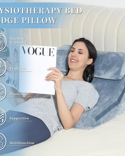 Bed Wedge Pillow for Sleeping 3PCS, 20-in-1 Adjustable Memory Foam Wedge Pillow for Acid Reflux, 3-in-1 Incline Wedge Pillow for After Surgery, Snoring, Back Pain(Dark Grey) - LeafyLoom