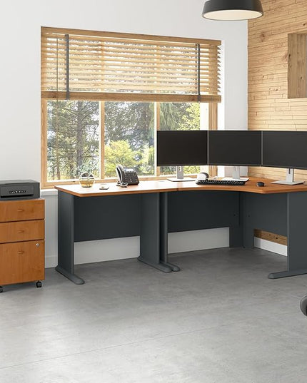 Bush Business Furniture Series A 36W Desk in Natural Cherry and Slate - LeafyLoom