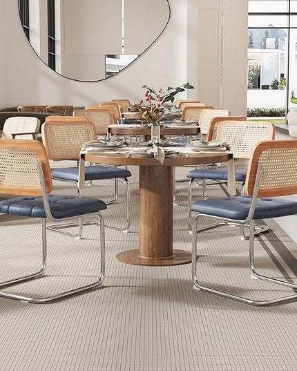 Farini Kitchen Dining Chairs Set of 2,Mid-Century Modern Chair Armless Mesh Backrest Cane Rattan Chairs for Home Dining Room(Royal Blue,PU Leather) - LeafyLoom