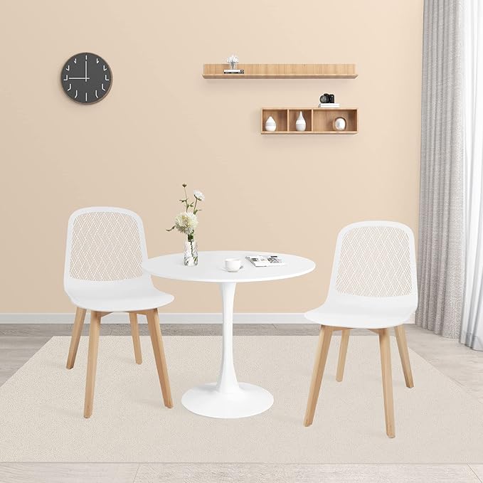 Armless Modern Chairs with Wood Legs for Living, Bedroom, Kitchen,Dining,Lounge Waiting Room, Restaurants, Cafes, Set of 2… - LeafyLoom