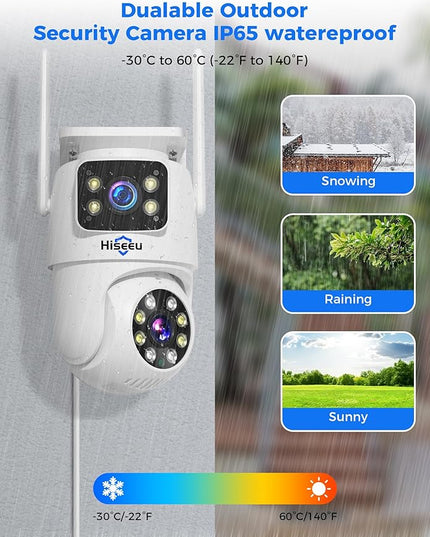 Hiseeu 2Pack Wireless Security Camera 5G/2.4G WiFi Camera Dual Lens PTZ Camera Outdoor Motion Tracking Color Night Version,No-Monthly Fees Works with Wireless Camera System/Alexa, Power Cord Hiseeu