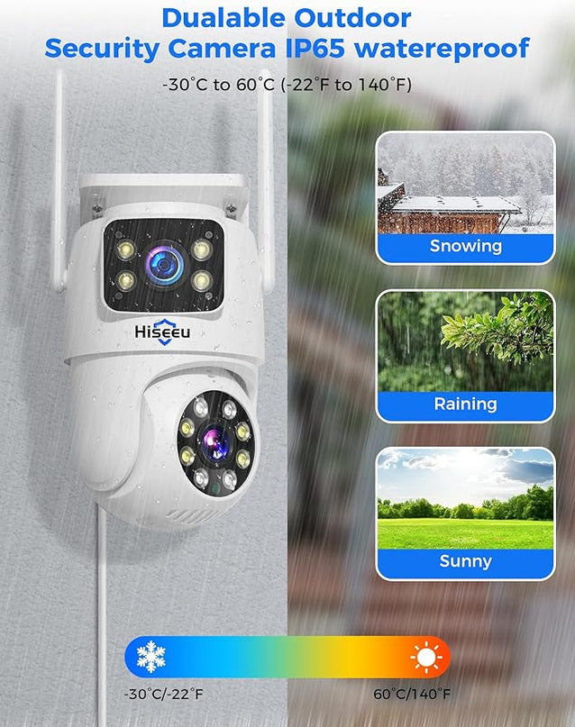 Hiseeu 2Pack Wireless Security Camera 5G/2.4G WiFi Camera Dual Lens PTZ Camera Outdoor Motion Tracking Color Night Version,No-Monthly Fees Works with Wireless Camera System/Alexa, Power Cord Hiseeu