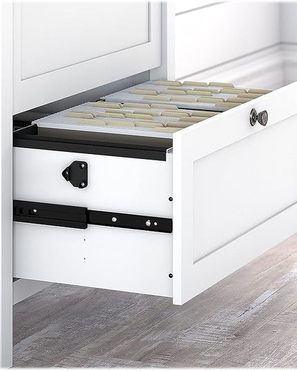 Bush Furniture Mayfield 2 Drawer Lateral File Cabinet in Pure White and Shiplap Gray - LeafyLoom