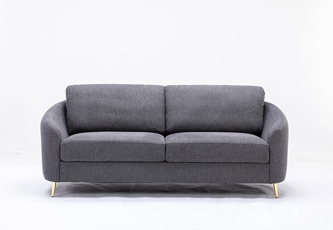 Living Room Furniture Sets, Sofa Couch Modern with Scooped Armrest/legs, Upholstered Linen 3-seat, Loveseat and Armchair with Removable Cushions for Bedroom, Apartment, Grey-v97 - LeafyLoom
