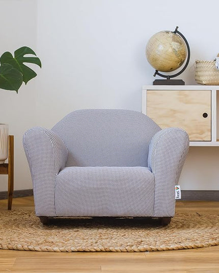 Keet Roundy Rocking Kid's Chair, Brown Gingham - LeafyLoom