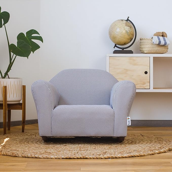 Keet Roundy Rocking Kid's Chair, Brown Gingham - LeafyLoom