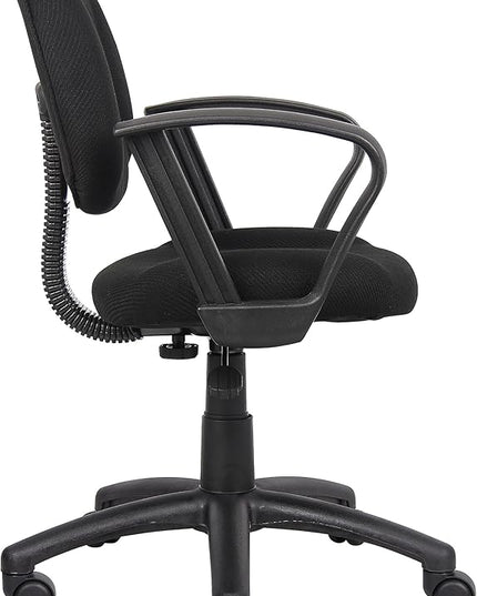 Boss Office Products Perfect Posture Delux Fabric Task Chair with Loop Arms in Black - LeafyLoom