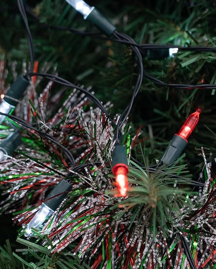 Dazzle Bright Battery Operated Christmas Lights, 2 Pack Total 32FT 100LED Clear Mini String Lights Waterproof with 8 Modes for Xmas Indoor Outdoor Yard Holiday Wedding Decorations (Red and White) DazzleBright