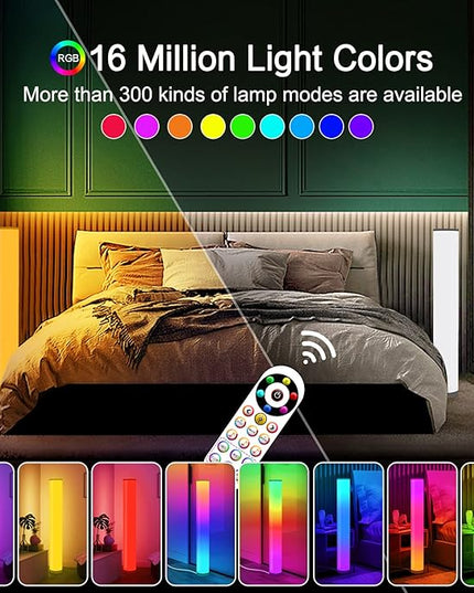 Marlrin 2-Pack RGB Corner Floor Lamp for Living Room APP Smart Music Sync Color Changing LED Lights Bedroom Colorful Decoration Lamp Soft Mood Lighting Dimmable with Remote Control - LeafyLoom