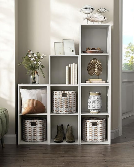 Apexa 3 Cube Storage Organizer Shelves, Stackable Wood Bookcase Fits Cubby Bins for Organization, Dorm Teen Room Decor & Home Office, White - LeafyLoom