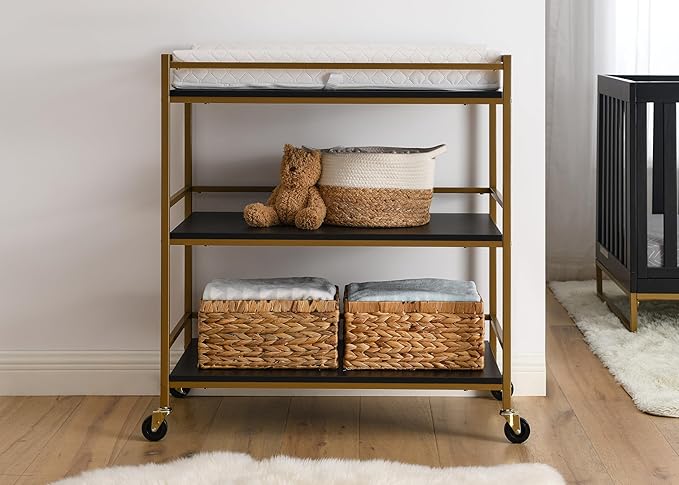 Delta Children Jade Changing Table/Cart, Ebony Melamine/Bronze - LeafyLoom