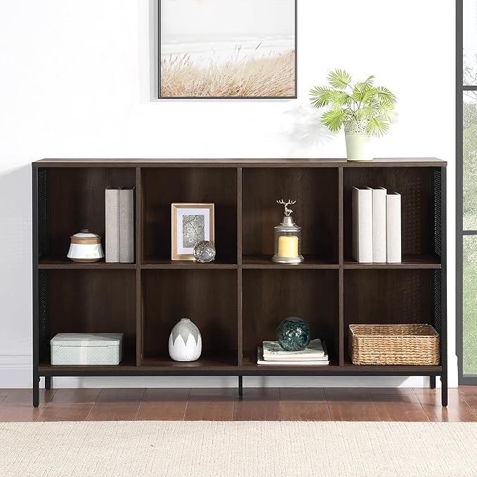 OSP Home Furnishings Ace Contemporary Modern Storage Cube Bookcase, 8 Cubes, Ozark Ash Finish - LeafyLoom