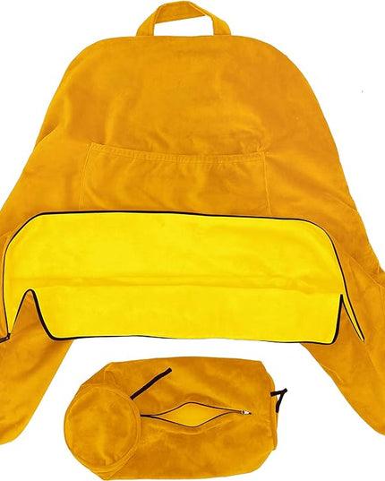 Husband Pillow XXL Cover Aspen - Reversible Micro Plush to Microsuede - Side and Back Pockets for The XXL Bed Rest Pillow - Convenient Handle for Carrying, Gold Rush - LeafyLoom