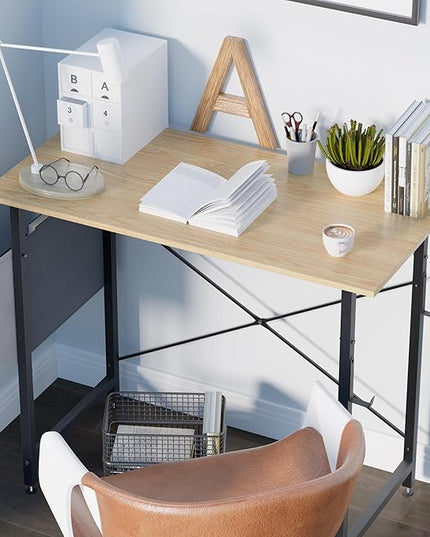 Pamray 32 Inch Computer Desk for Small Spaces with Storage Bag, Home Office Work Desk with Headphone Hook, Small Office Desk Study Writing Table - LeafyLoom