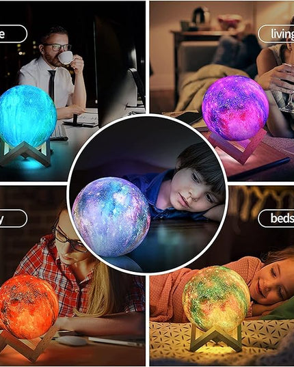 Galaxy Moon Lamp Night Light for Kids adults -16 Colors with Timer, Stand & Remote/Touch Control Moon light - Birthday Valentines Gifts for Kids Women - Mood Lighting for Bedroom Home Décor - 5.9 INCH - LeafyLoom