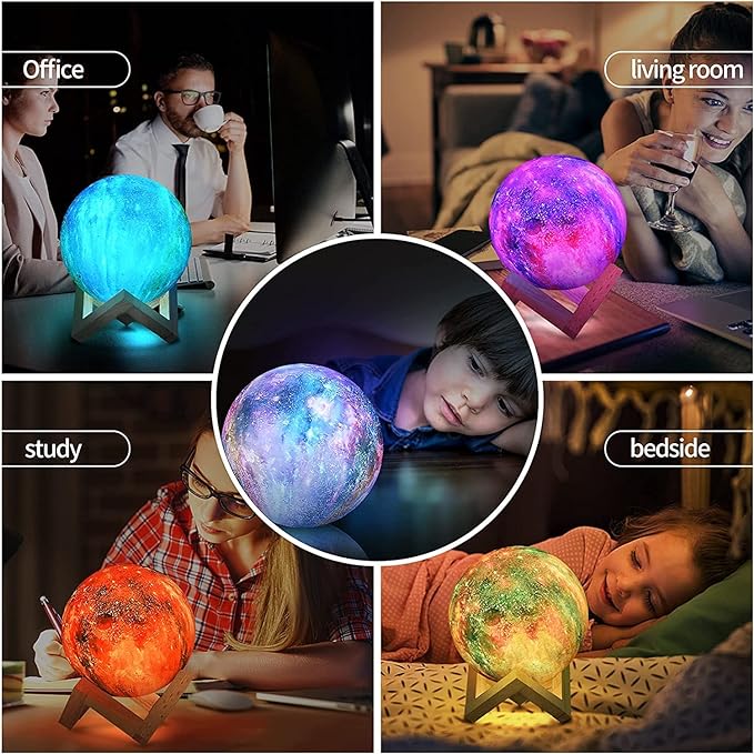 Galaxy Moon Lamp Night Light for Kids adults -16 Colors with Timer, Stand & Remote/Touch Control Moon light - Birthday Valentines Gifts for Kids Women - Mood Lighting for Bedroom Home Décor - 5.9 INCH - LeafyLoom