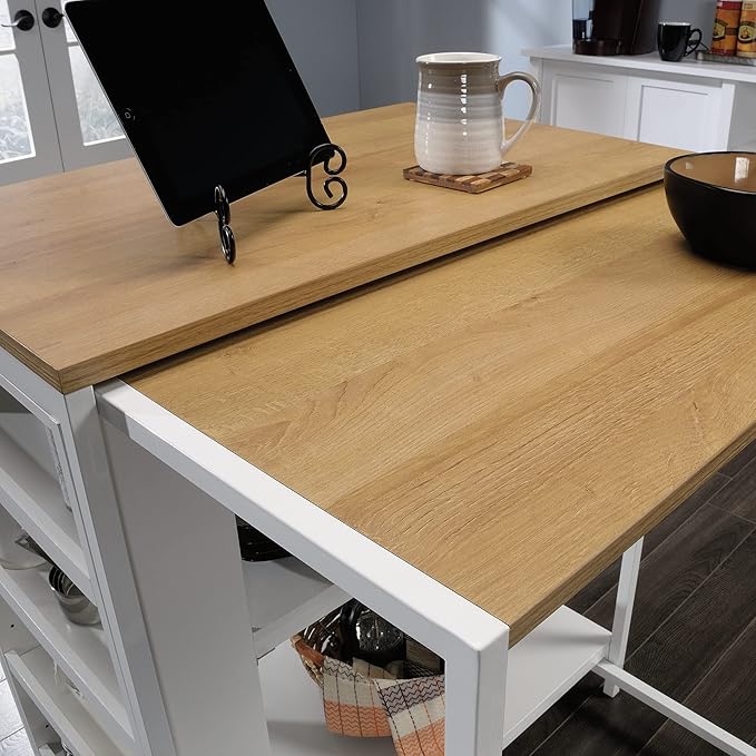 Sauder Miscellaneous Storage Kitchen Island, L: 31.50" x W: 32.88" x H: 36.00", White Finish - LeafyLoom