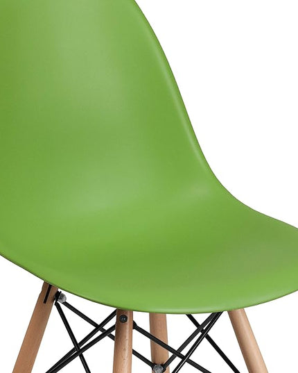 Flash Furniture Elon Series Green Plastic Chair with Wooden Legs, 22.5"D x 18.25"W x 31.5"H - LeafyLoom