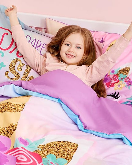 Joiedomi Kid Twin Comforter Set - 5 Piece Unicorn Bedding Set for Boys/Girls - Super Soft Microfiber Bed in a Bag with Comforter, Sheets, Pillowcase & Sham - LeafyLoom