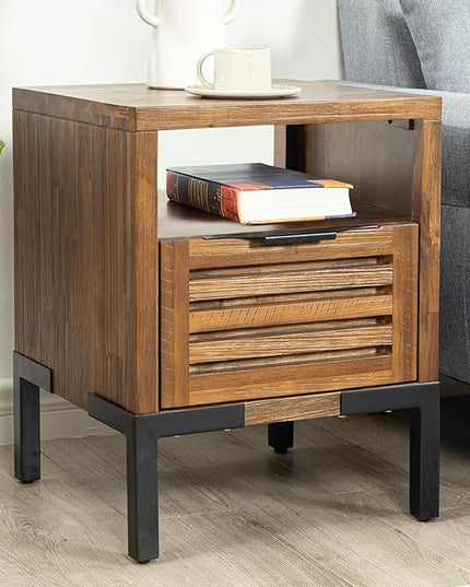 Bme, Millie Rustic TV Stand, Rustic Chestnut & Millie Rustic Side Table, Rustic Chestnut - LeafyLoom