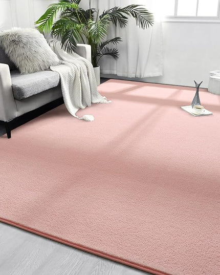 Area Rugs for Bedroom Living Room, 4x6 Pink Super Soft Comfy Thickened Memory-Foam Indoor Carpets, Modern Aesthetic Minimalist Carpet for Boys Girls Adults Apartment Nursery Home Décor - LeafyLoom