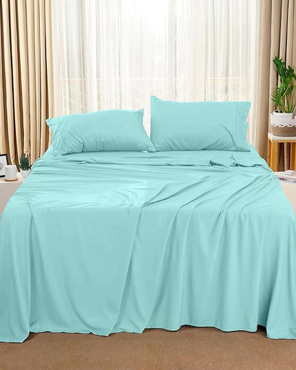 Utopia Bedding Full Bed Sheets Set - 4 Piece Bedding - Brushed Microfiber - Shrinkage and Fade Resistant - Easy Care (Full, Spa Blue) - LeafyLoom