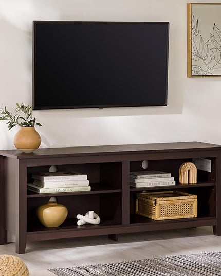 Walker Edison Wren Classic TV Console Entertainment Media Stand with Storage for Televisions up to 65 Inches, 58 Inch, Espresso - LeafyLoom