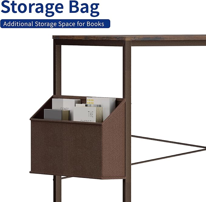 Pamray 32 Inch Computer Desk for Small Spaces with Storage Bag, Home Office Work Desk with Headphone Hook, Small Office Desk Study Writing Table - LeafyLoom