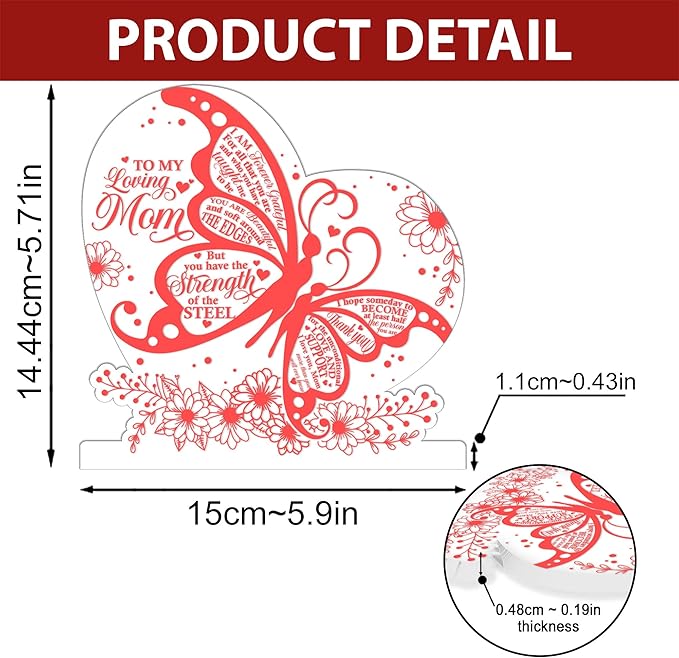 Gifts for Mom from Daughter Son | Mom Birthday Gifts | Acrylic Night Lamps for Mother | Things to Get Your Mom on Valentines Day, Thanksgiving, Christmas, Mothers Day | Butterfly Shaped - LeafyLoom