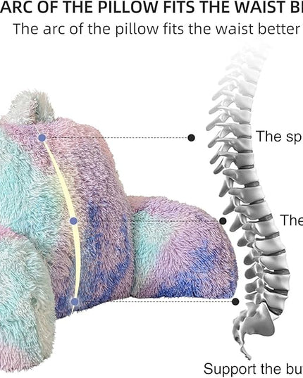 Aimuan Reading Pillow Bed Rest Pillow Plush Shaggy with Arms Cushion for Adults Teens Incline Rest Sitting up & Sleeping Snoring Pillow with Pregnancy Lumbar Back Support (Standard, Blue-Purple) - LeafyLoom