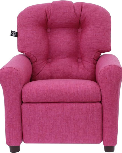 THE CREW FURNITURE Traditional Kids Recliner, Toddler Ages 1-5 Years, Home Décor Polyester Linen, Magenta - LeafyLoom