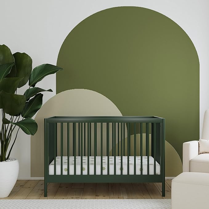 DaVinci Birdie 3-in-1 Convertible Crib, Forest Green, Easy Assemble, Greenguard Gold Certified - LeafyLoom