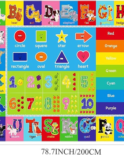 ABC Carpet,Kids Carpet for Playroom, Classroom Floor Play Mat for Kids,Preschool Rugs wtih ABC, Numbers, Animals, Extra Large Thick (78.7X59 Inch) - LeafyLoom