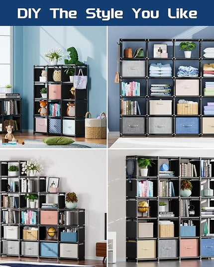 Mavivegue 20 Cube Book Shelf, Storage Organizer, Large DIY Bookcase, Metal Cube Bookshelf, Cubbies Closet Storage Organizer Shelves for Bedroom,Living Room,Home,Office - LeafyLoom