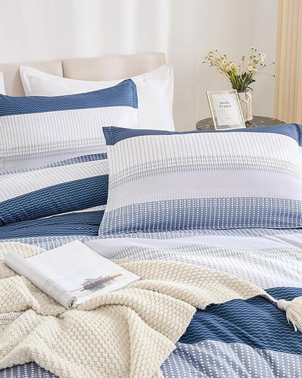 Litanika King Comforter Set Mineral Blue - 3 Pieces Lightweight Fluffy Bedding Comforter Sets, All Season Down Alternative Comforter (1 Comforter, 2 Pillowcases) - LeafyLoom