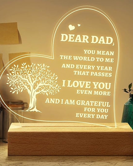 Welsky Birthday Gifts for Dad from Daughter Son, Personalized Dad Night Light Gifts for Birthday, Christmas, Dad Presents from Kids - LeafyLoom