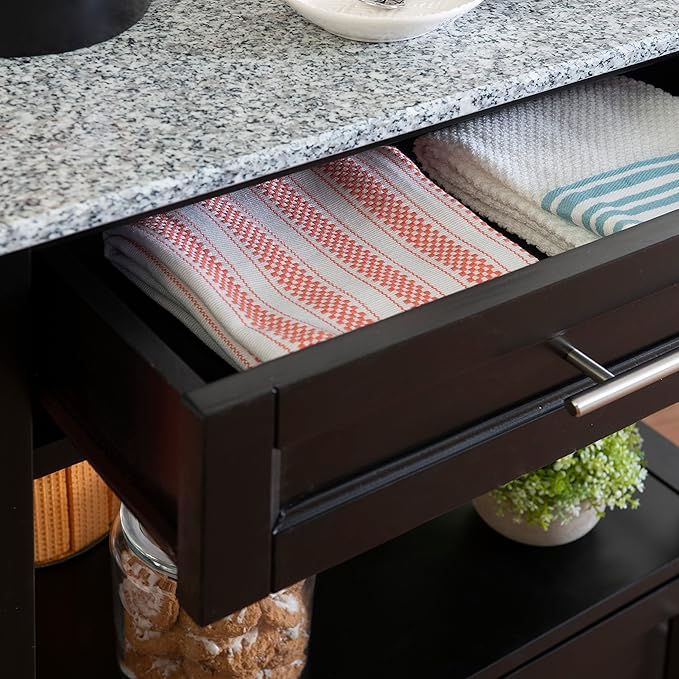 Linon Cayden Black Kitchen Cart, - LeafyLoom