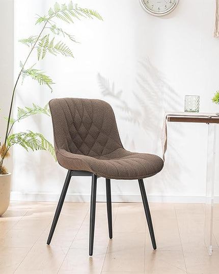 Dining Chair Set of 2 Soft Padded Seats & Adjustable Metal Legs, Modern Velvet Dining Room Chairs, Kitchen Chairs with Wide Curved Back for Living Room Bedroom Kitchen, Coffee - LeafyLoom