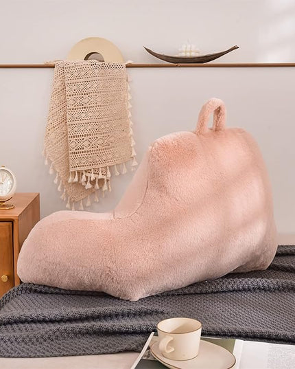 Aimuan Reading Pillow Bed Rest Wedge Large Adult Backrest Pillow with Arms Back Support for Sitting Up in Bed Cushion Incline Rest Sleeping Snoring Pillow, (Large, Blush) - LeafyLoom