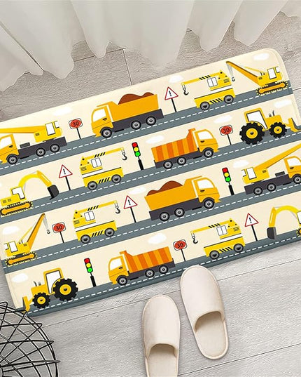 Construction Rug Car Rug Construction Rugs for Boys Room Cartoon Truck Area Rug Construction Play Mat Car Rug for Boys Room Construction Decor for Boys Room 2'×3' - LeafyLoom