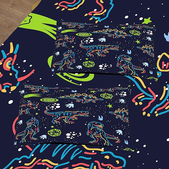 NINENINE Dinosaur Comforter Sets for Boys,Kids Dinosaur Bedding Set,Twin Size Bedding Sets for Boys Kids,Dark Blue Comforter Set with 1 Comforter 1 Pillowcase… - LeafyLoom