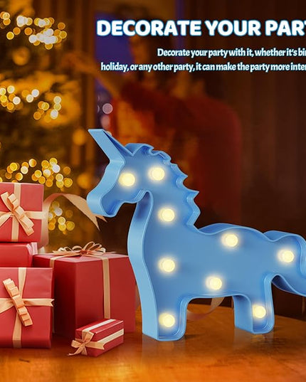 Blue Unicorn Decor, Battery Powered Unicorn Night Light for Kids, Unicorn Party Decorations, Unicorn Birthday Decorations for Girls, Girls Night Light, Girls Room Decor - LeafyLoom