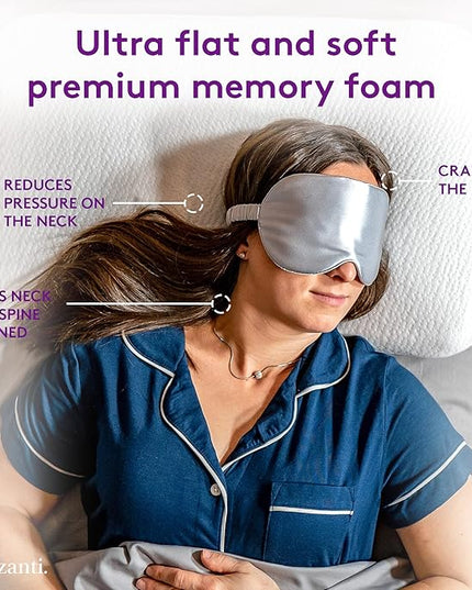 Ultra Slim Pillow - Flat & Thin pillow for Sleeping | Stomach Sleeping Pillow | 2.4 inch thin memory foam pillow for stomach sleepers - LeafyLoom