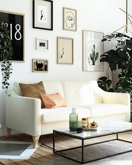 Mr. Kate Tess Sofa with Soft Pocket Coil Cushions, Small Space Living Room Furniture, White Linen - LeafyLoom