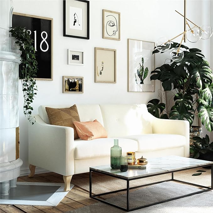 Mr. Kate Tess Sofa with Soft Pocket Coil Cushions, Small Space Living Room Furniture, White Linen - LeafyLoom